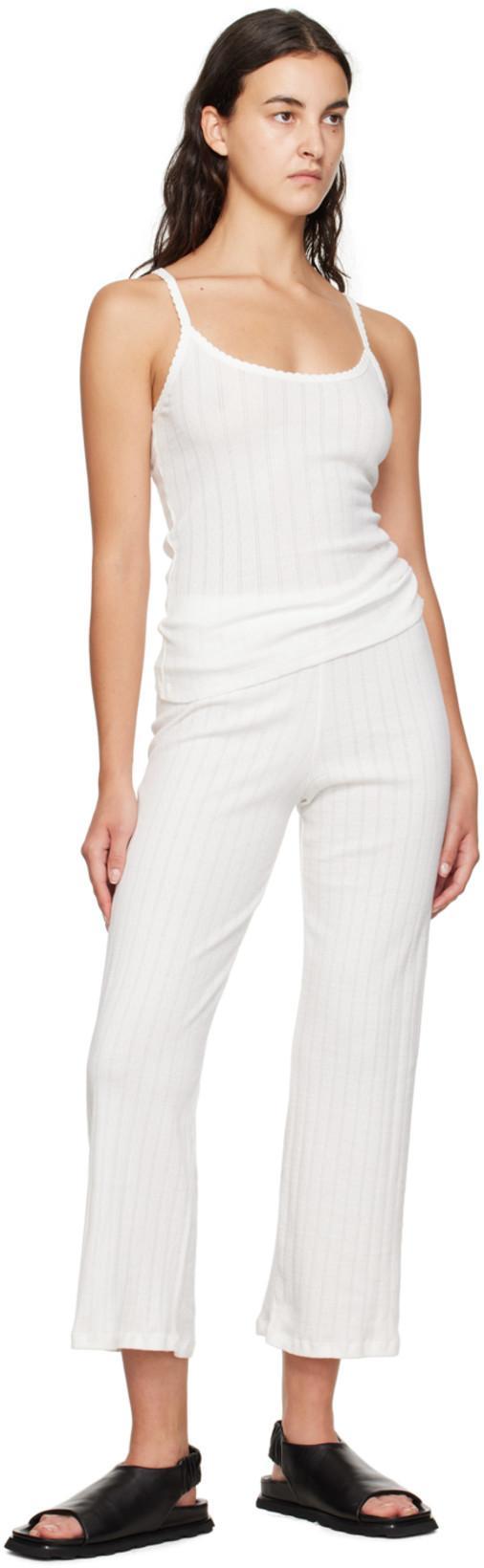 LESET Pointelle-knit Cotton Tank Top In White