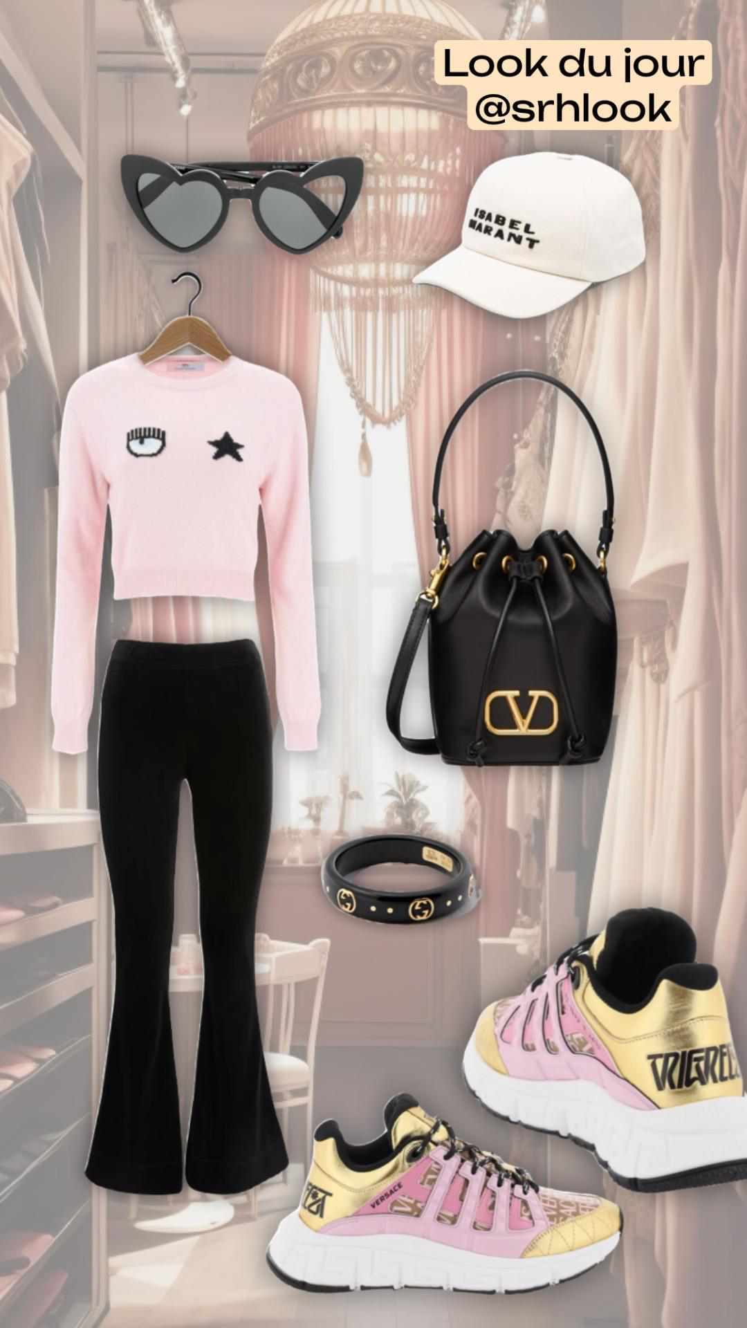 SAINT LAURENT Heart Frame Acetate Sunglasses In Black