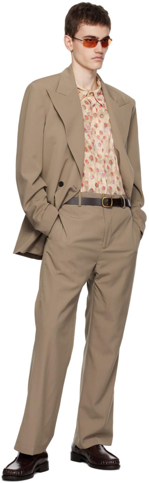 ACNE STUDIOS Taupe Double-breasted Blazer In Cvd Mud Grey