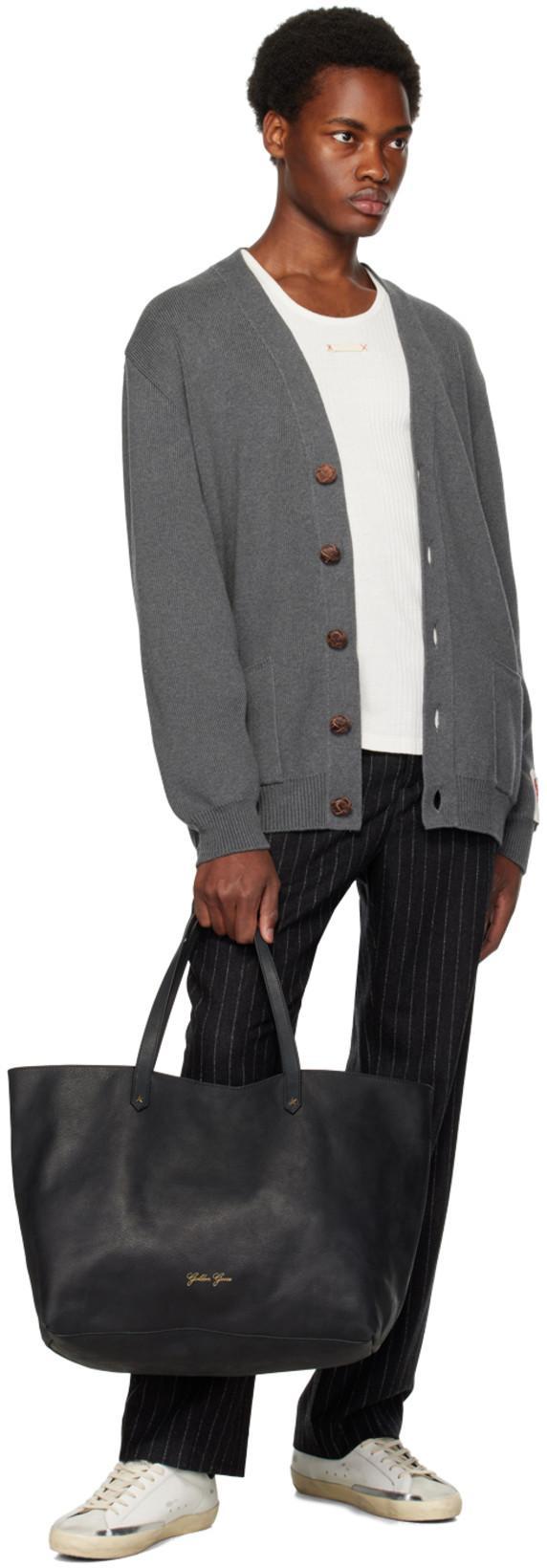 GOLDEN GOOSE Micro-ribbed Cotton Cardigan In Gray