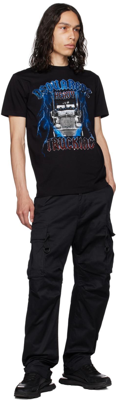 DSQUARED2 Cotton Cargo Trouser With Logo Patch In Black