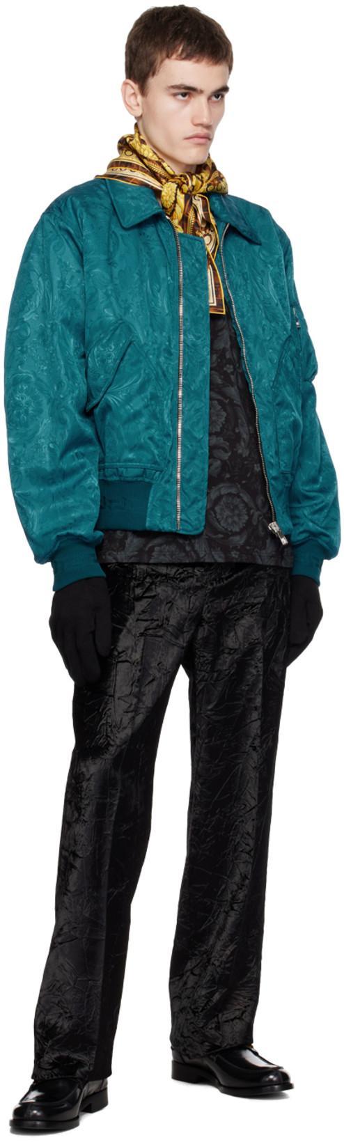 VERSACE Barocco Print Crewneck Undershirt In Black+grey