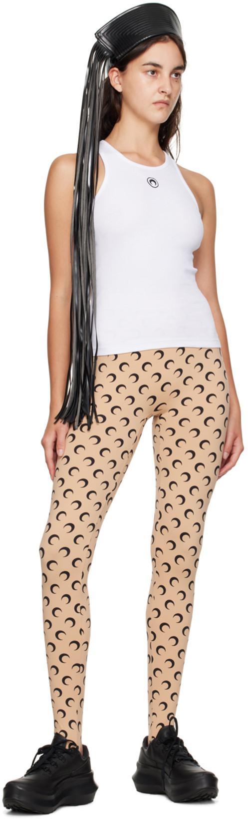 MARINE SERRE White Moon Logo Ribbed Jersey Tank Top In Gray