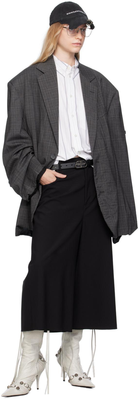 BALENCIAGA Prince Of Wales Wool Skater Blazer In Grey