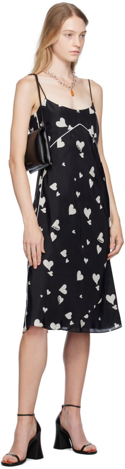 MARNI Printed Silk-habotai Midi Slip Dress In Black