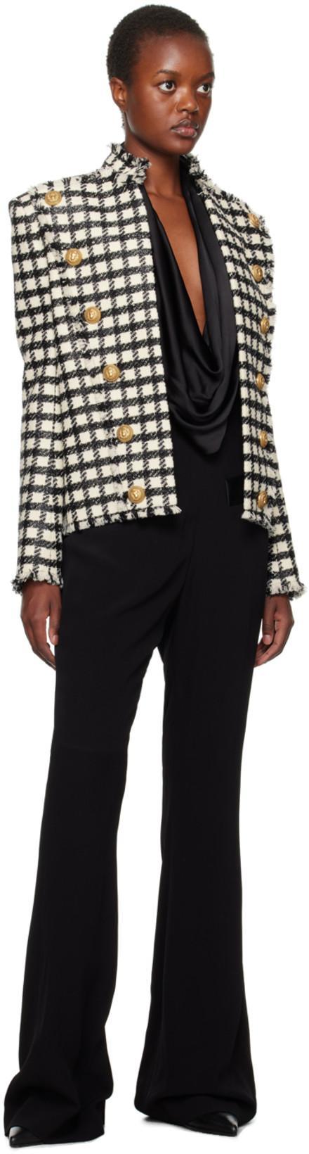 BALMAIN Button-embellished Checked Jacket In Multi