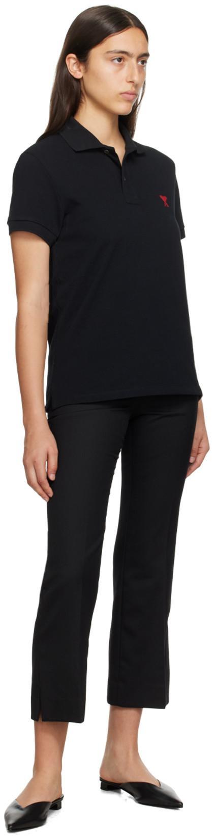 AMI ALEXANDRE MATTIUSSI Ami Paris Men Black Polo Shirt With Adc Embroidery At The Front In Cotton Man