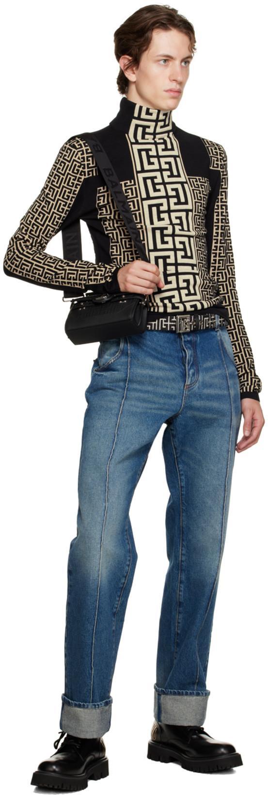 BALMAIN Blue Straight Jeans In Vintage Blue Wash