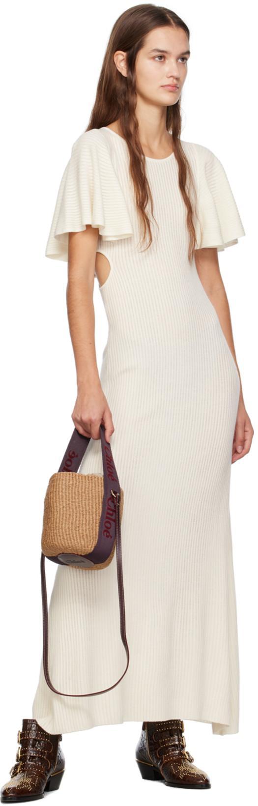 CHLOÉ Off-white Ruffle Maxi Dress In Neutrals