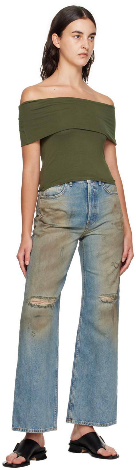 GIMAGUAS Maya Off-shoulder Jersey Top In Green