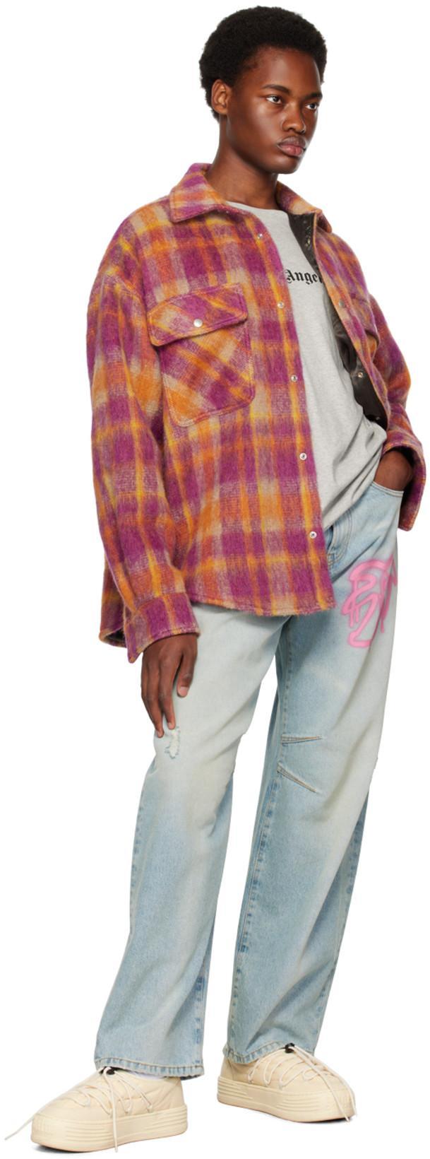 PALM ANGELS White Logo Print T-shirt In Gray