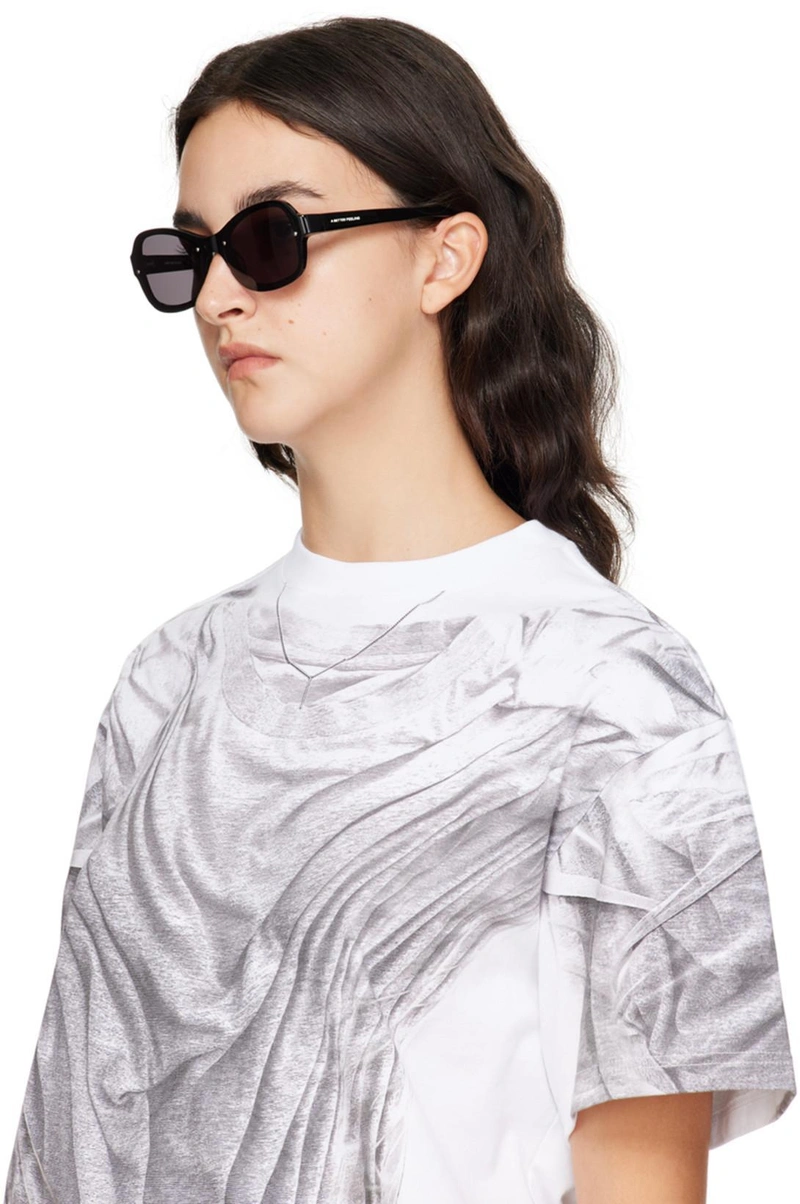 SSENSE's Post | 搭配: Y/project White Compact Print T-shirt；A Better Feeling Black Iris Sunglasses In Black/black