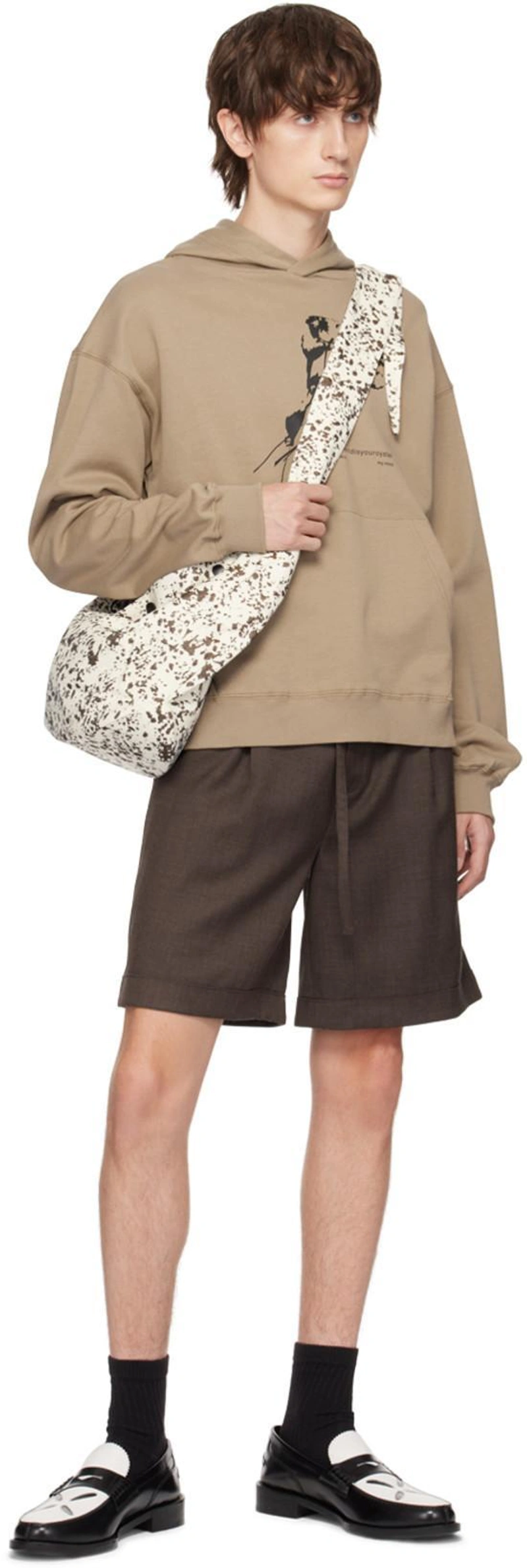 SSENSE's Post | 搭配: The World Is Your Oyster White Jacquard Bag；Stefan Cooke Black & White Slashed Loafers In Black Black