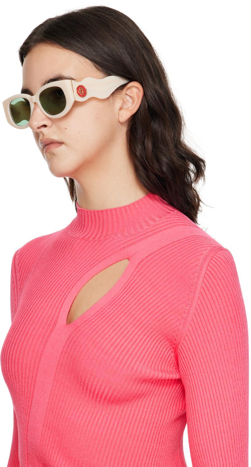CASABLANCA Off-white Round Sunglasses In Crm/ylw Gld/sld Gren