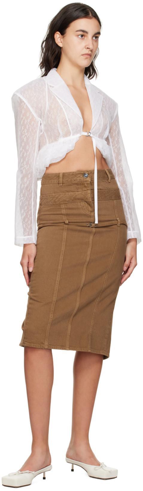 JACQUEMUS Low-waisted Denim Skirt In Brown