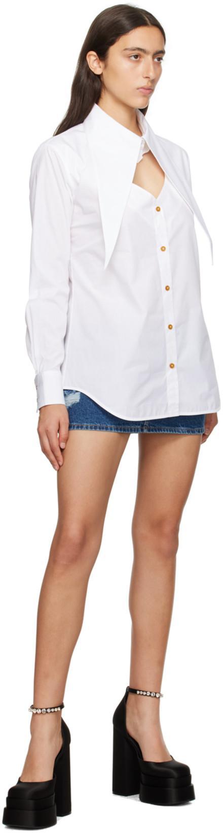 VIVIENNE WESTWOOD Orb Logo Embroidered Drunken Shirt In White