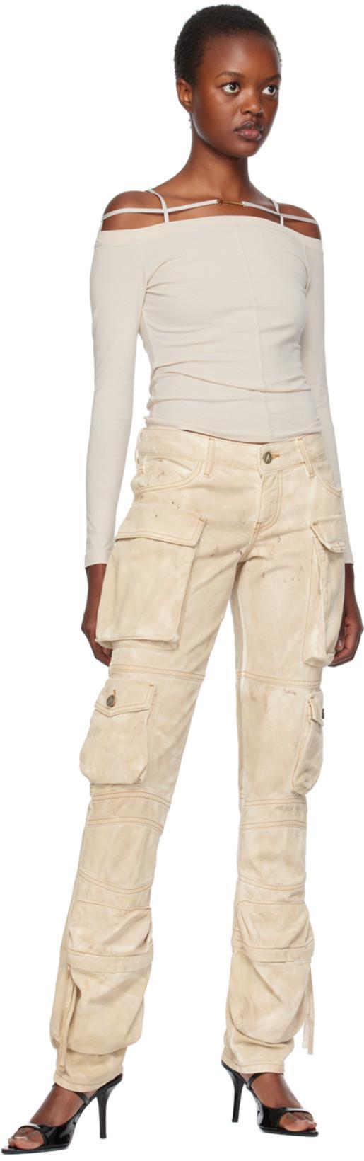 ATTICO Essie Long Cargo Pants In Beige