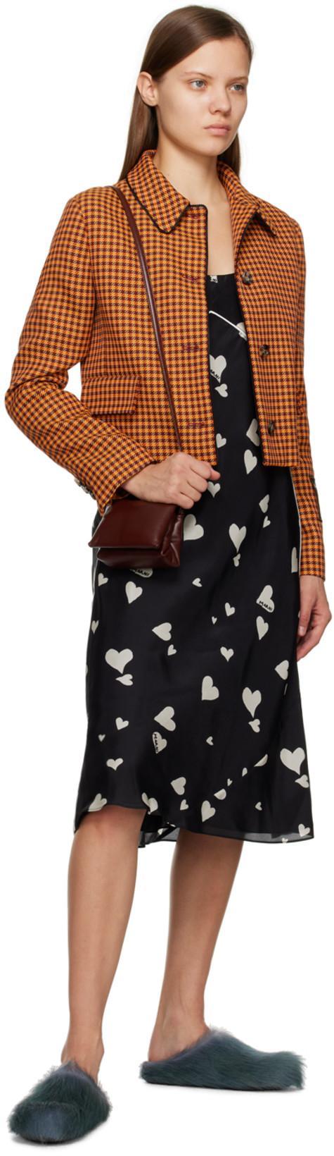 MARNI Printed Silk-habotai Midi Slip Dress In Black