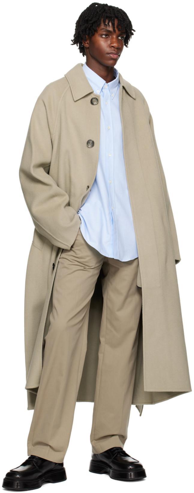 AMI ALEXANDRE MATTIUSSI Adc Button-down Collar Logo-embroidered Striped Cotton Oxford Shirt In Blue