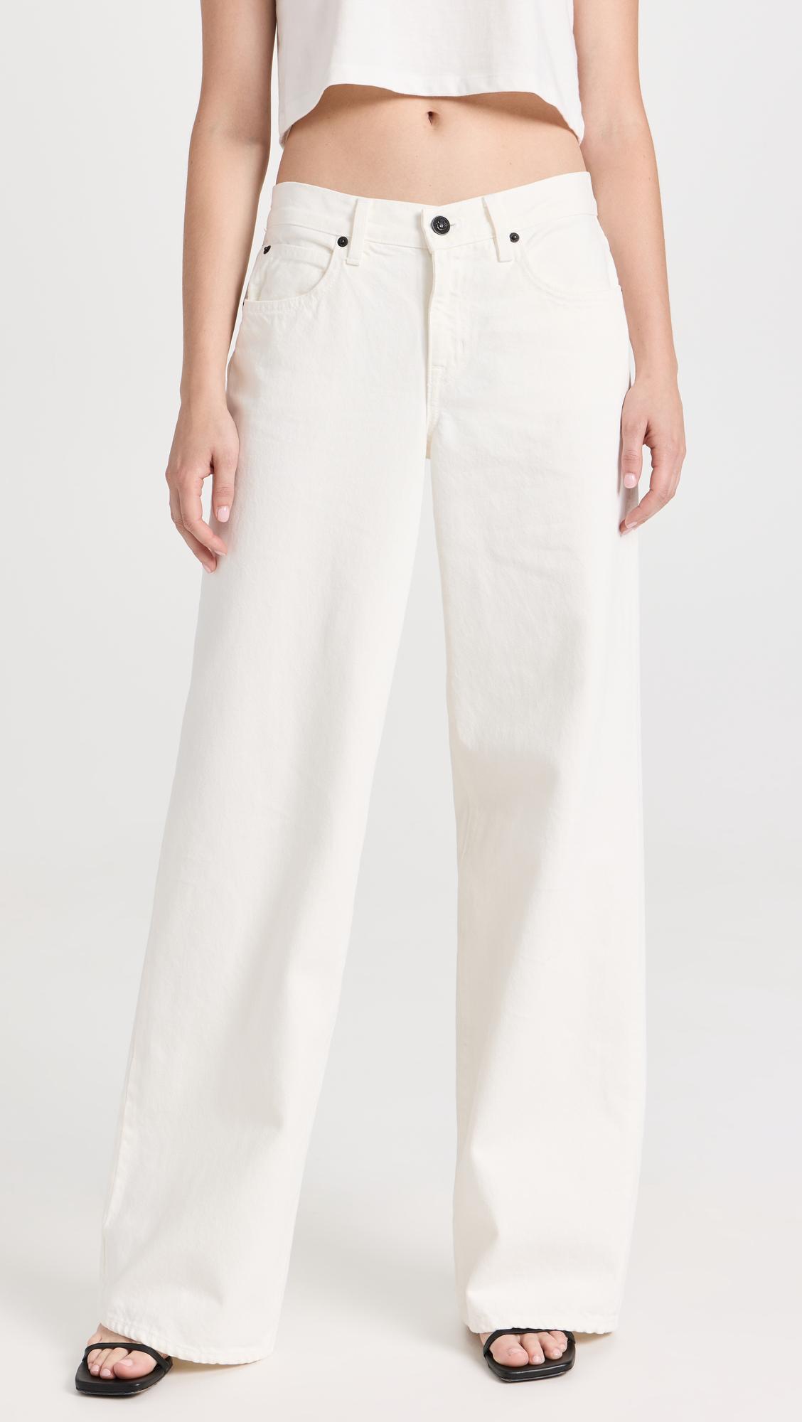 SLVRLAKE Grace High Waist Organic Cotton Denim Wide Leg Jeans In Ecru