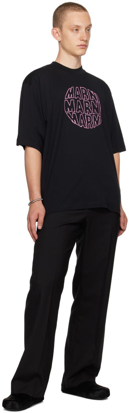 MARNI Relaxed Fit Black T-shirt With Bold Graphic Print