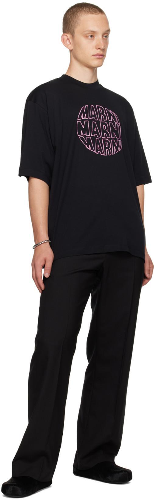 MARNI Relaxed Fit Black T-shirt With Bold Graphic Print