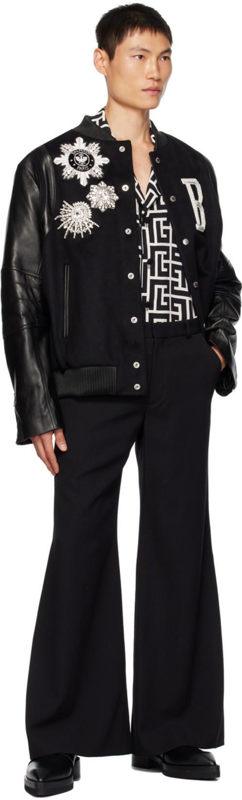 BALMAIN Monogram Printed Short-sleeved Shirt In Black