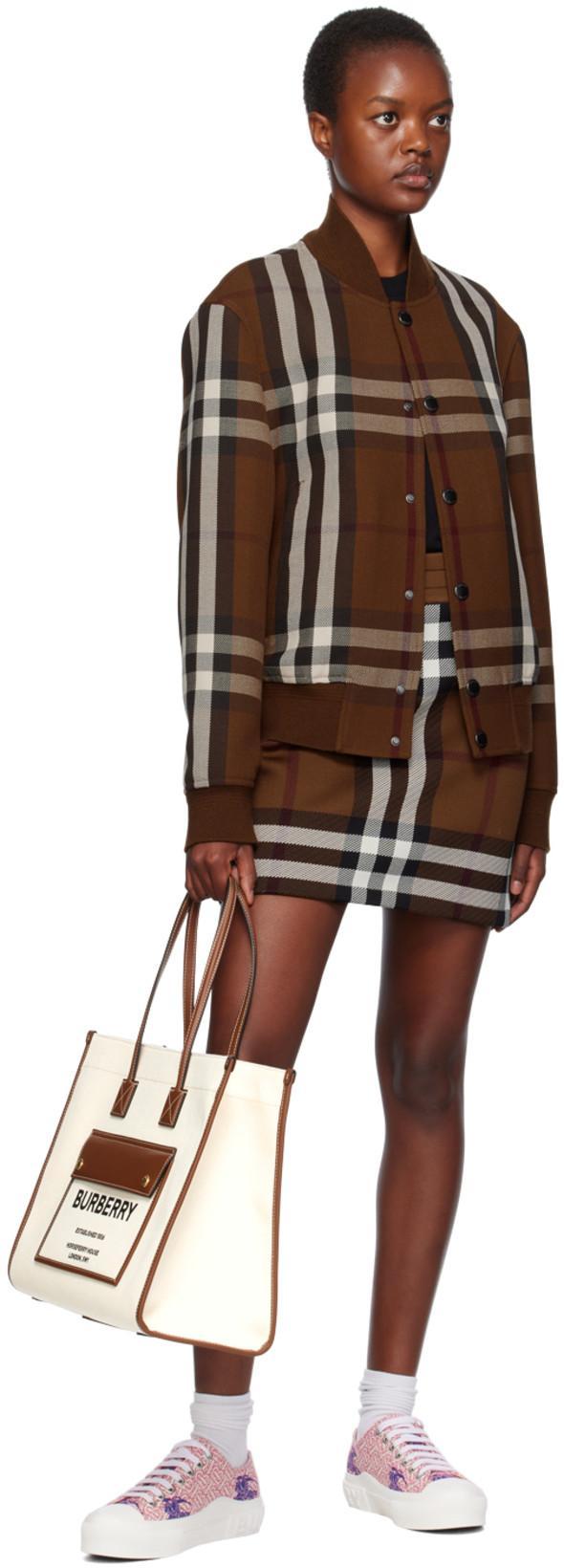 BURBERRY Brown Check Bomber Jacket In Dark Birch Brown Chk