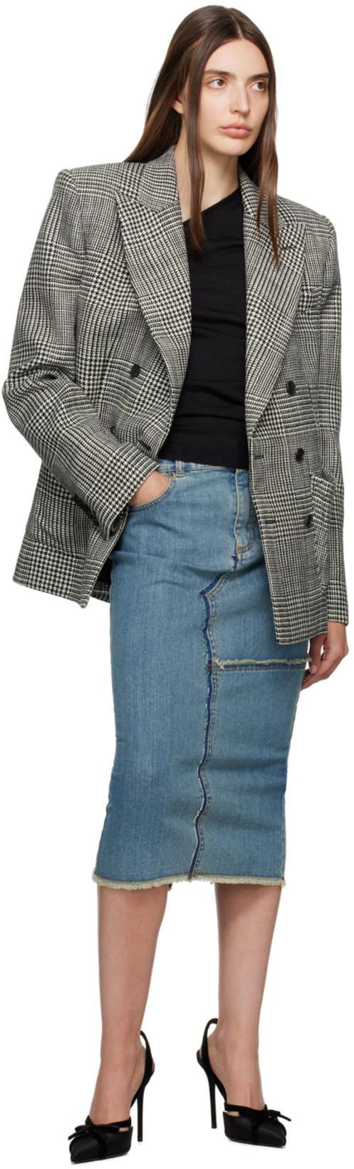 TOM FORD Patchwork High-waisted Slim Fit Skirt In Blue