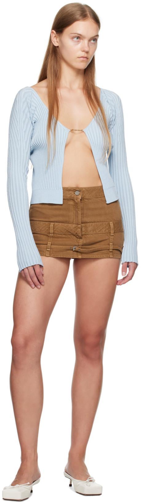 JACQUEMUS Logo Plaque Knitted Cardigan In Blue