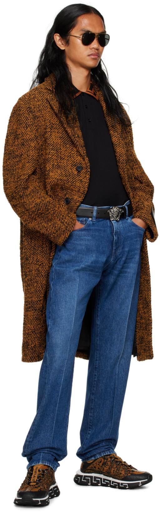 VERSACE La Medusa Reversible Leather Belt In Black