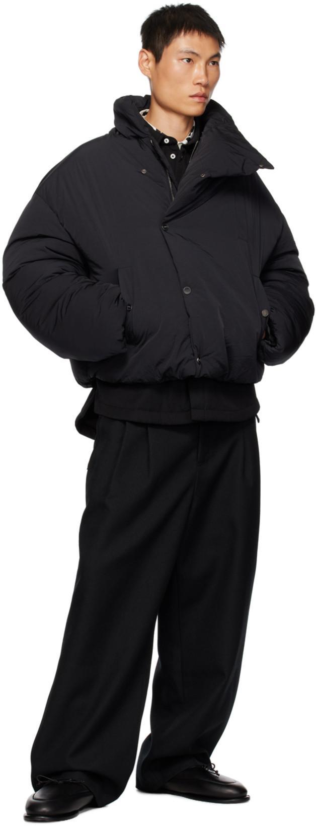 JACQUEMUS Virgin Wool Long-sleeve Shirt With Embroidered Logo In Black