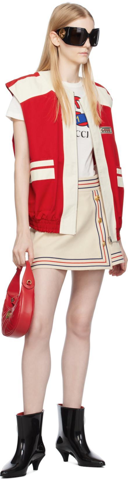 GUCCI Gold-tone Buttoned High-waisted Wrap Skirt In White