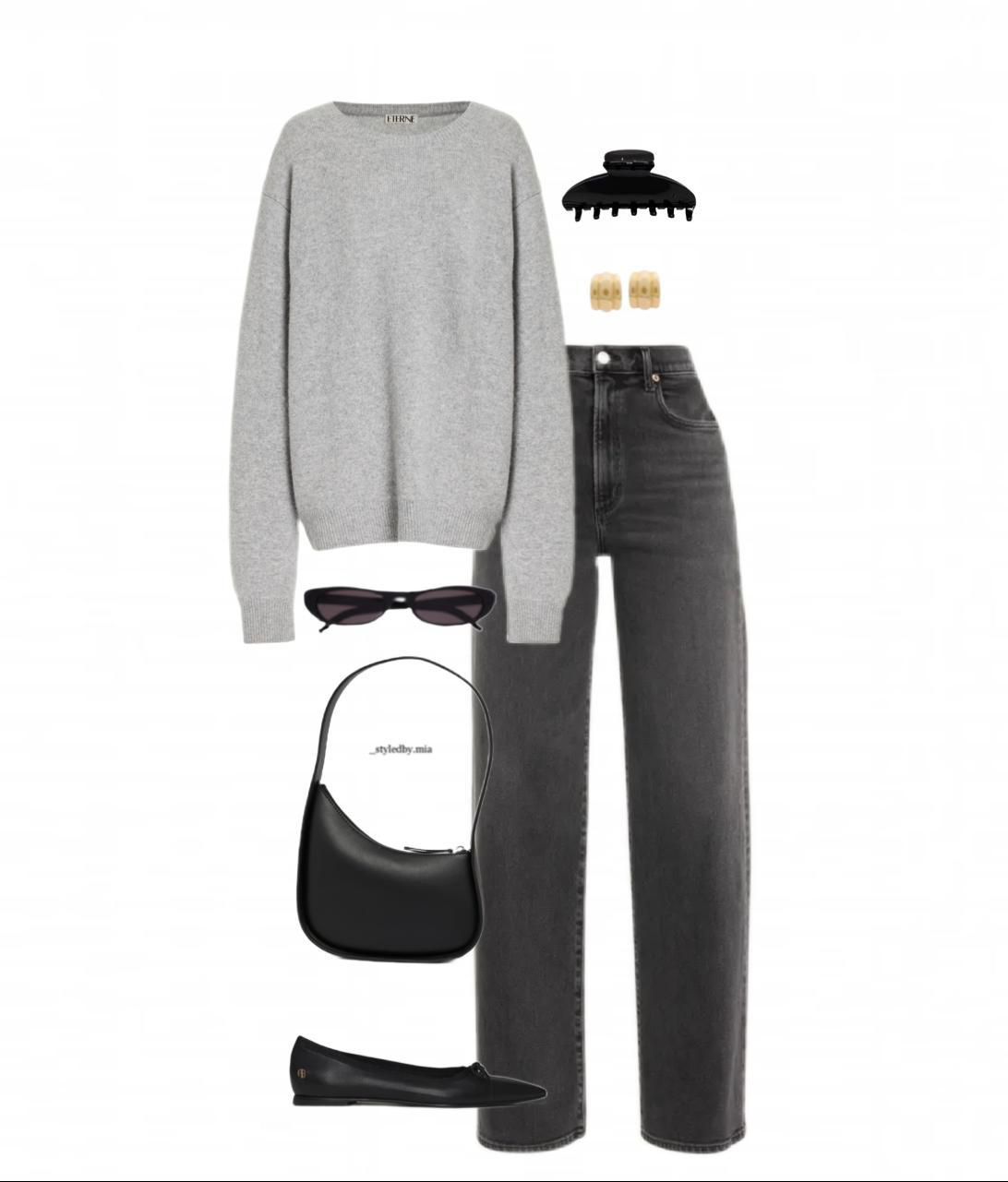 THE ROW Half Moon Black Leather Bag In Black Pld