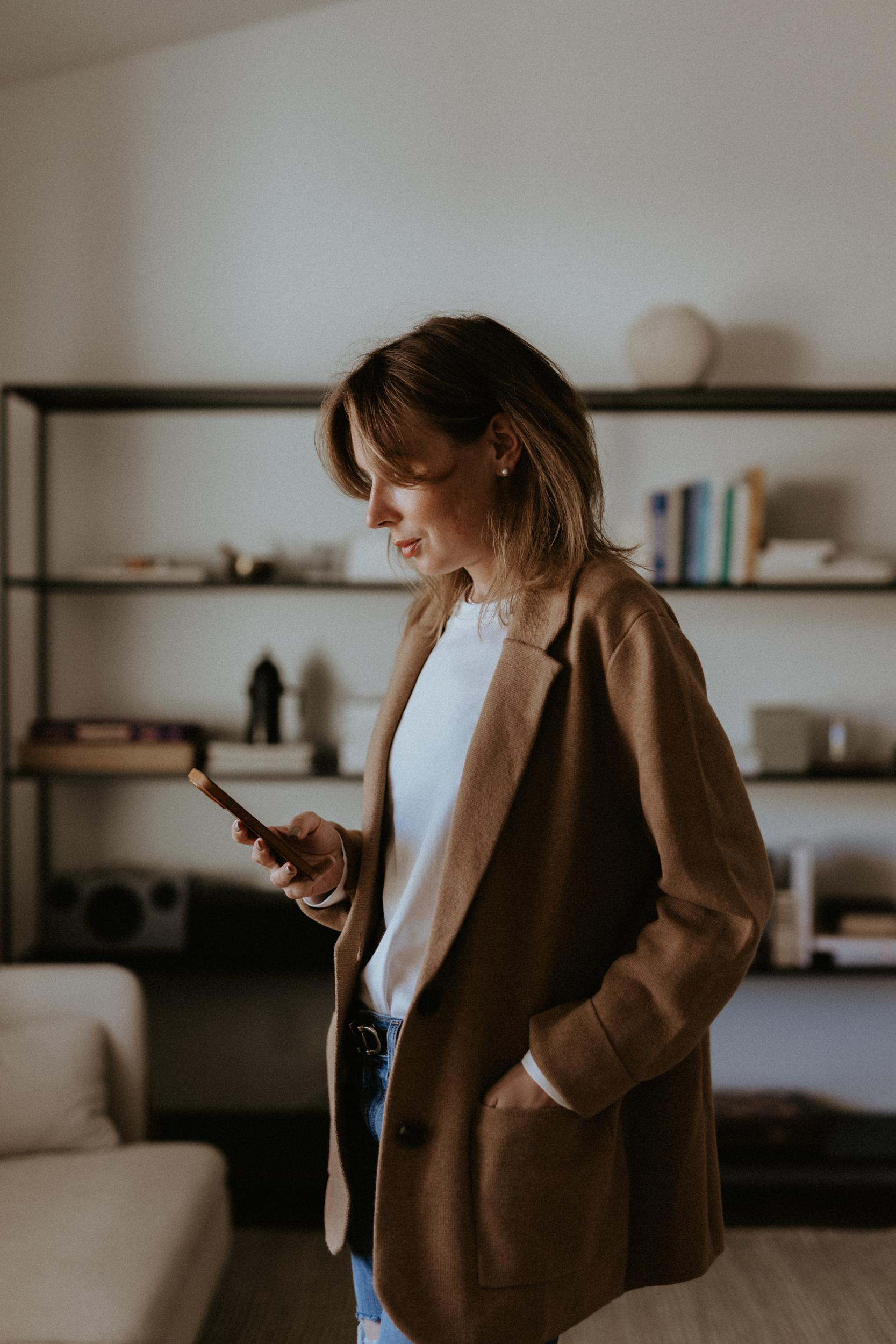 ANINE BING Oversized Wool-cashmere Blend Blazer In Brown