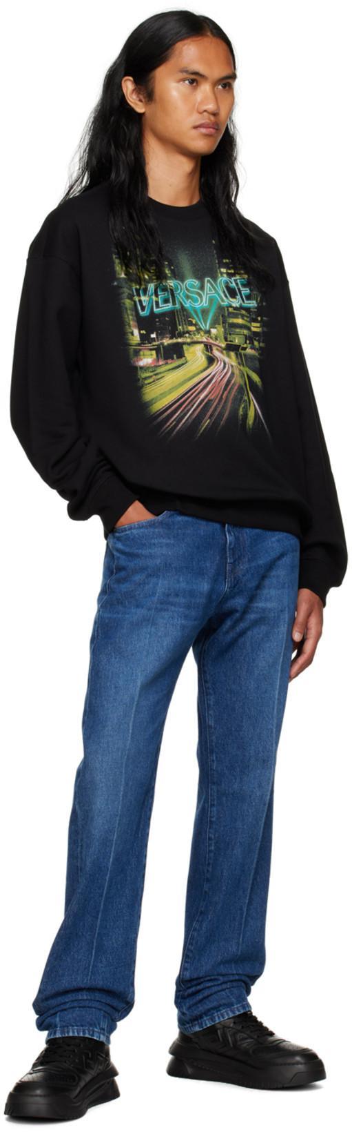 VERSACE City Lights Cotton Sweatshirt In Black
