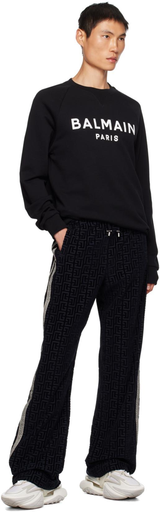 BALMAIN Black Organic Cotton Crewneck Sweatshirt