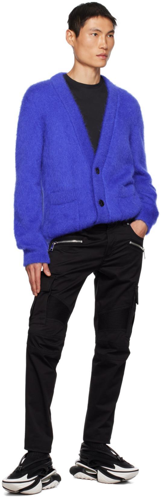 BALMAIN Dark Wash Tapered Fit Cargo Jeans 17cm In Black