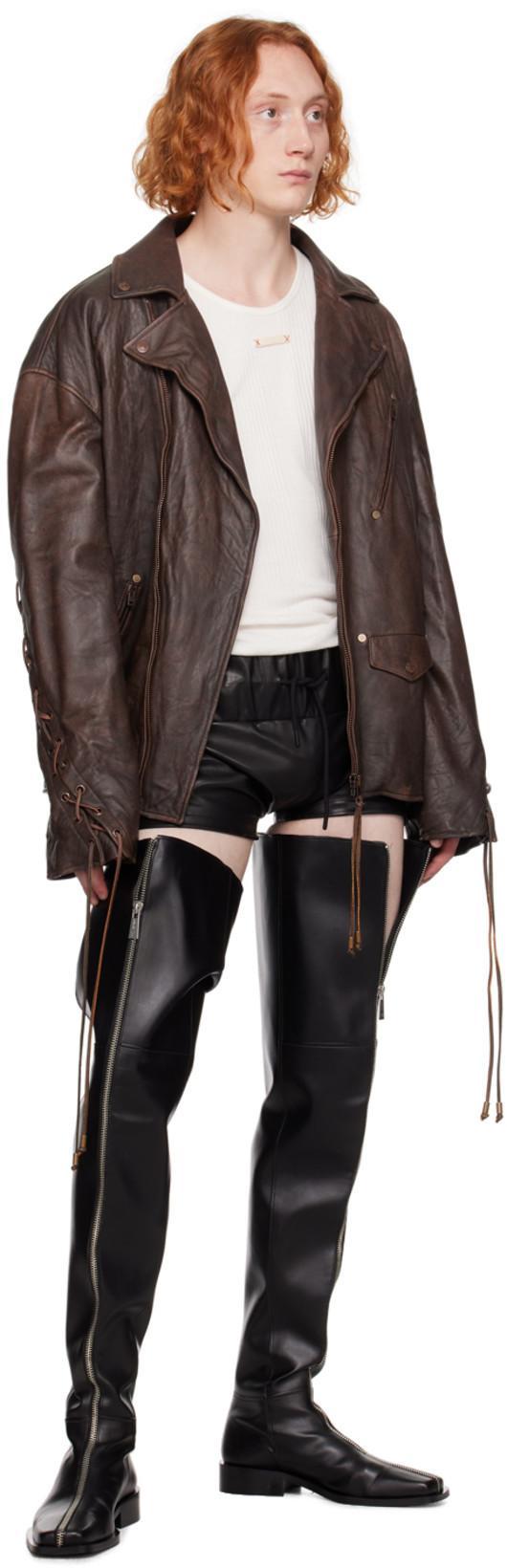 ACNE STUDIOS Leather Biker Jacket In Brown