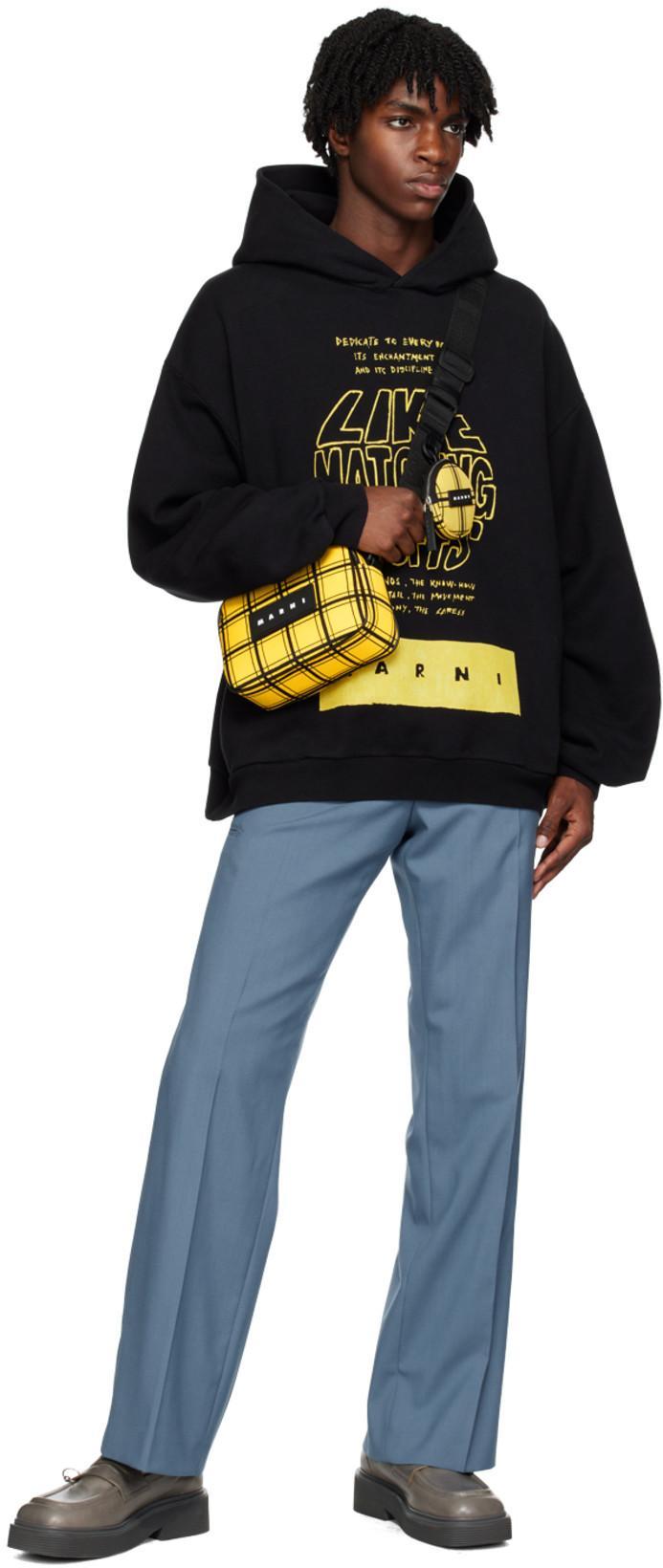 MARNI Slogan-print Cotton Hoodie In Black