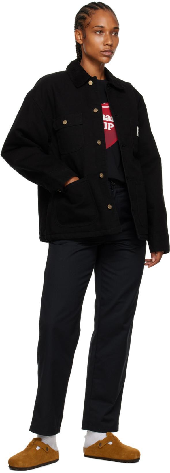 CARHARTT Structured Short Coat With Button-up Front And Flap Pockets In Black