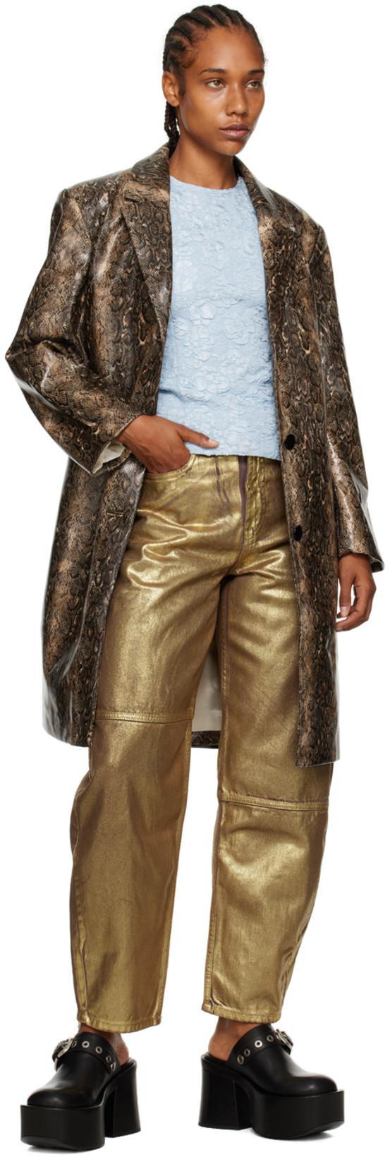 GANNI Sleeveless Stretch Jacquard Top In Sky Blue