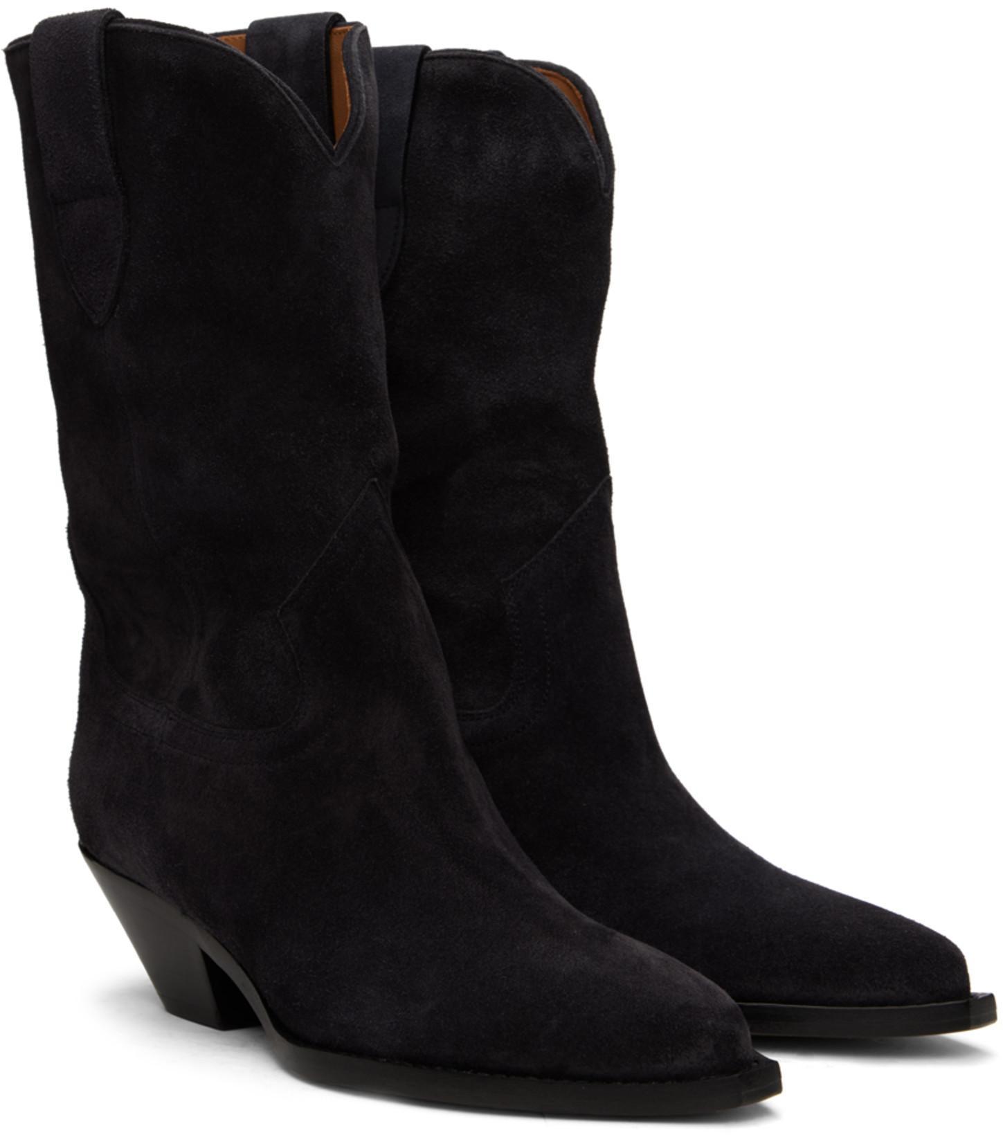 ISABEL MARANT Duerto Cuban Heel Suede Ankle Boots In Black