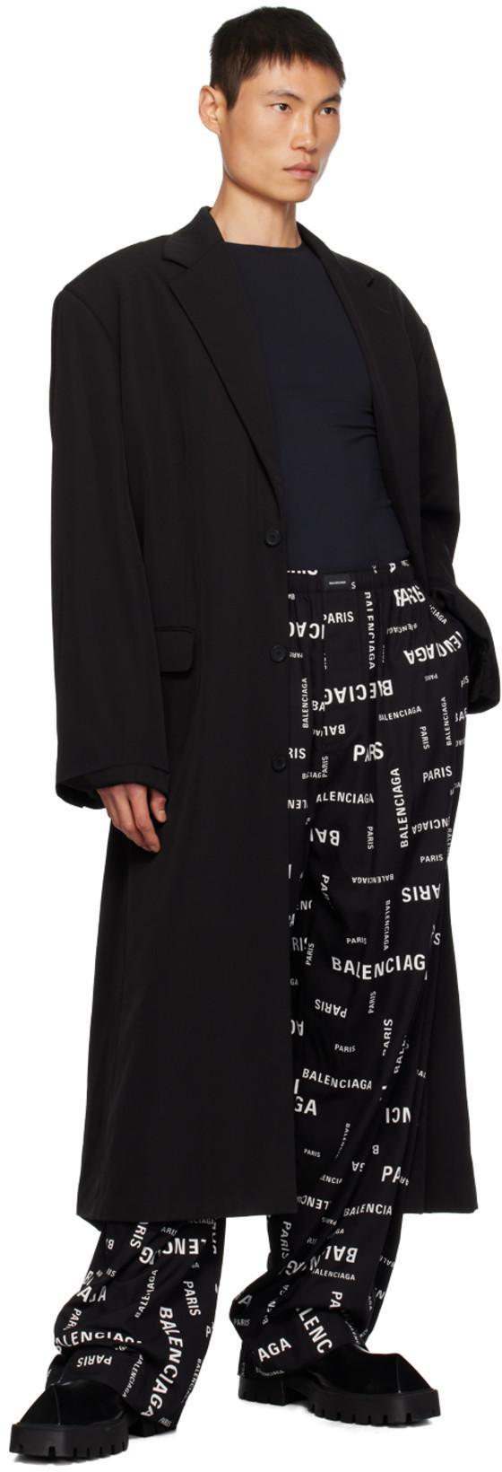 BALENCIAGA Logo-print Wide-leg Cotton Trousers In Black