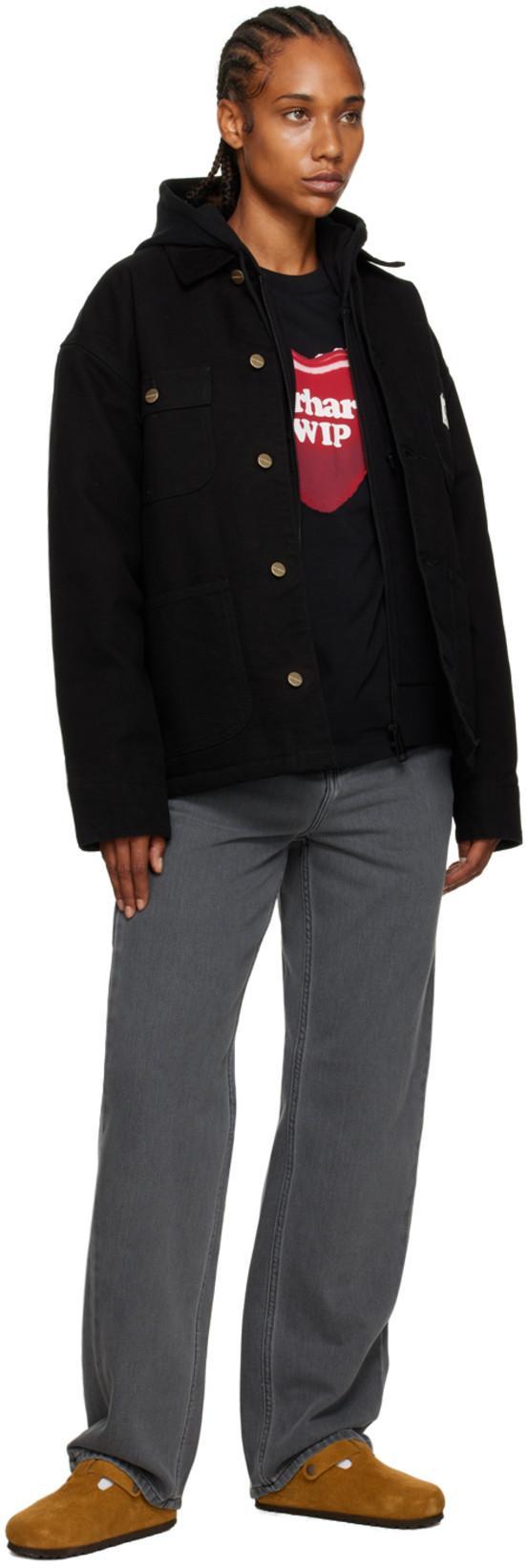 CARHARTT Structured Short Coat With Button-up Front And Flap Pockets In Black