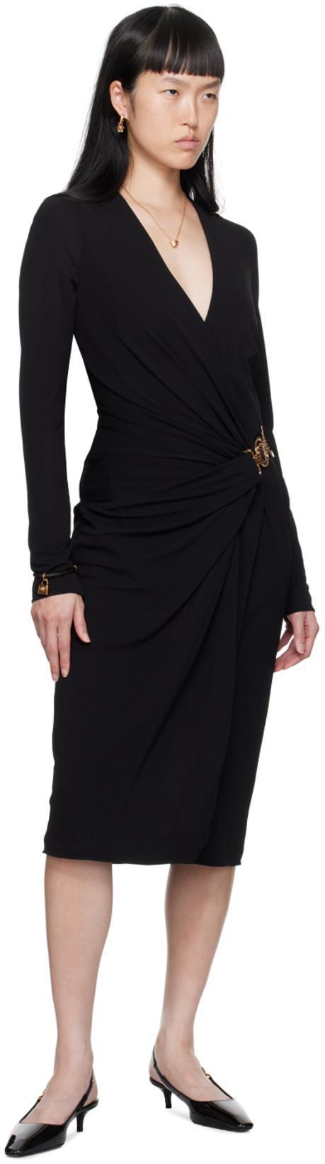 VERSACE Black Medusa Plaque Midi Dress