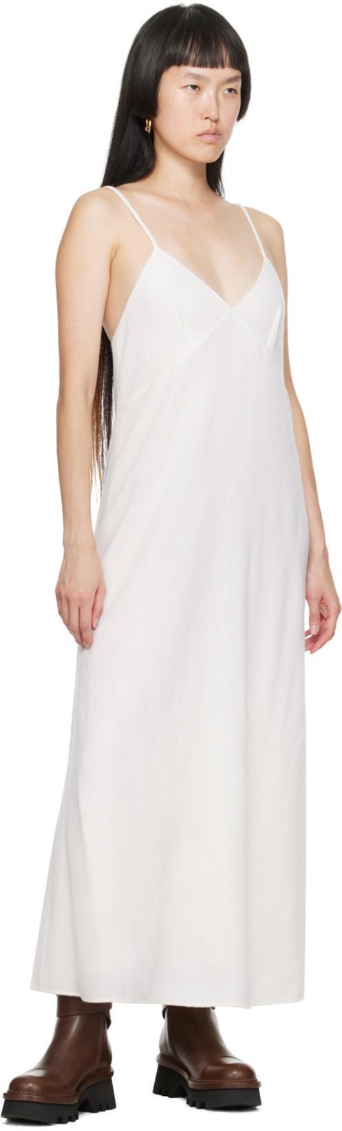 CHLOÉ Off-white V-neck Maxi Dress In 112 Eden White