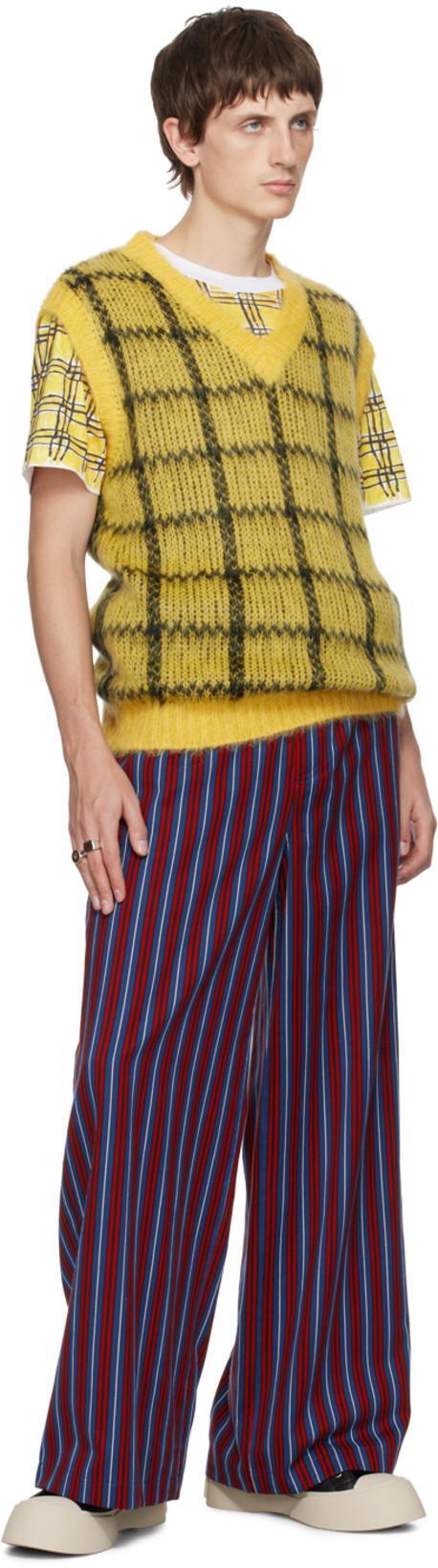 MARNI Grid-pattern Cotton T-shirt In Yellow