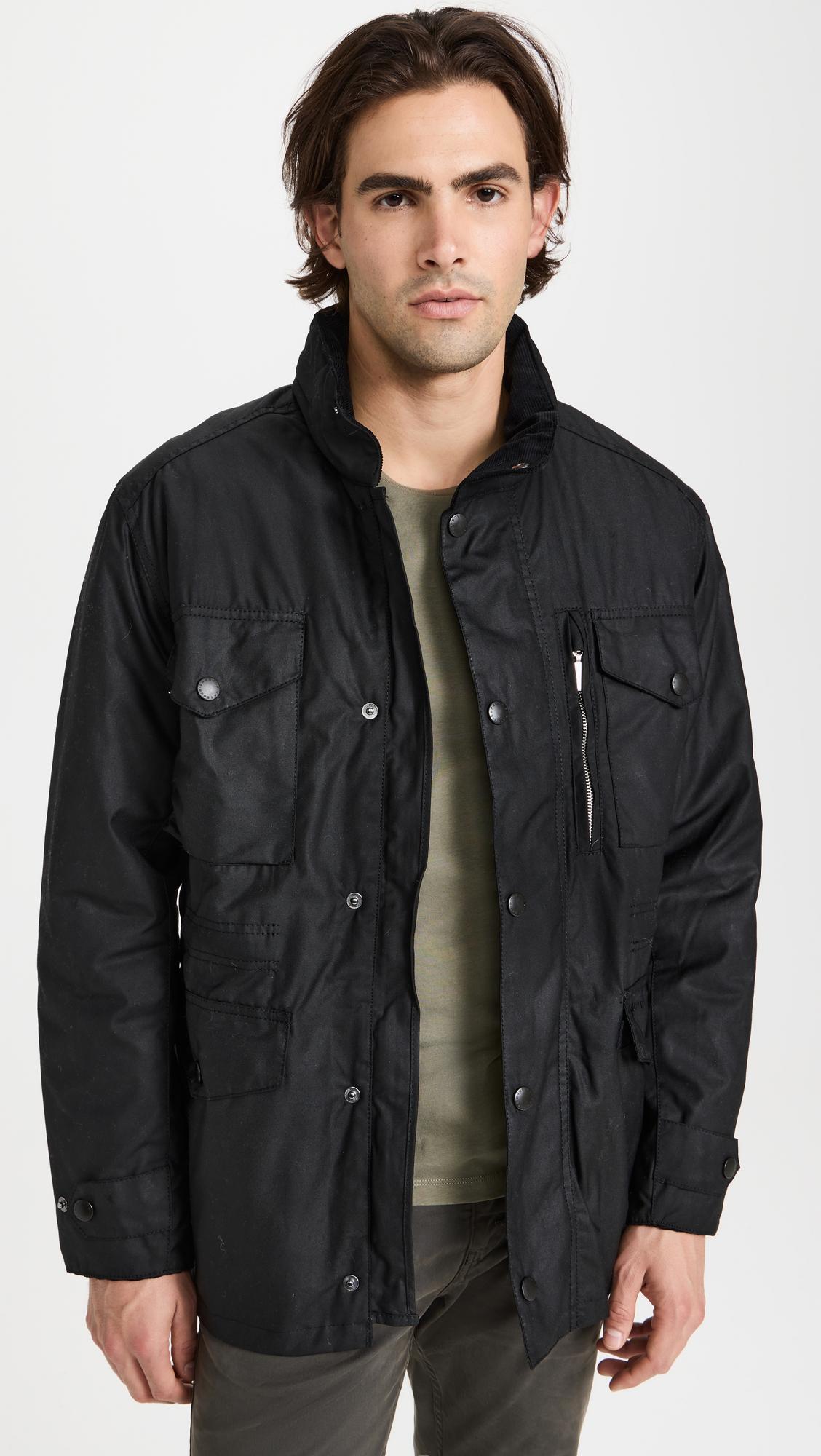 BARBOUR Winter Sapper Mens Wax Jacket In Black/black Slate
