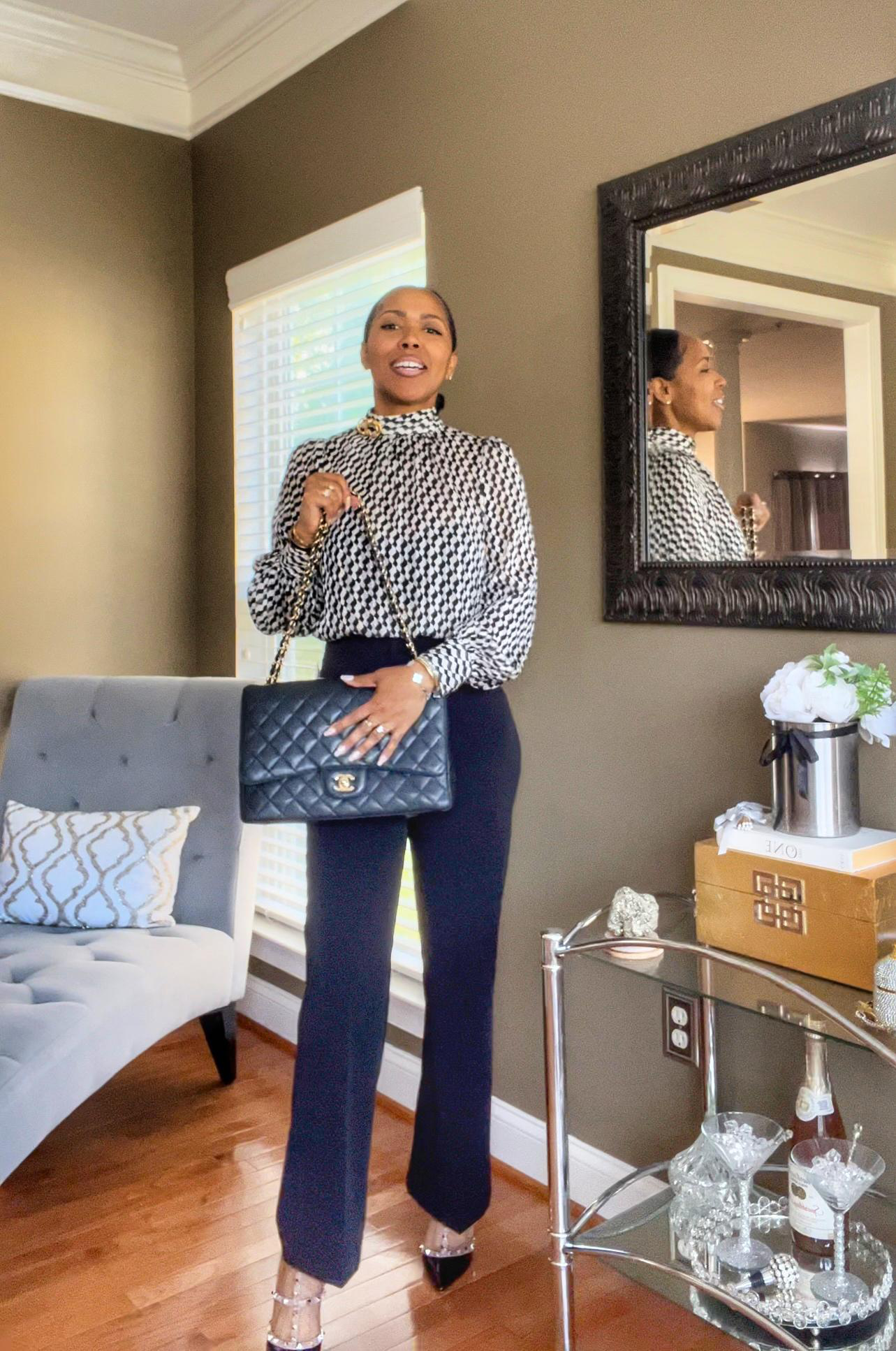 VALENTINO GARAVANI Valentino Rockstud Caged 100 Patent Pump In Black